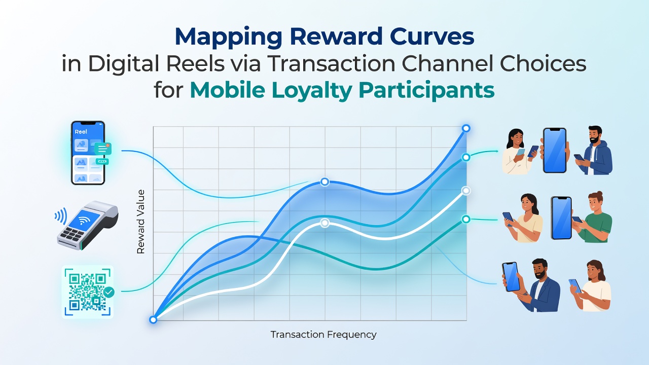 Graph displaying comparative reward accumulation curves segmented by transaction channel preferences among mobile loyalty participants