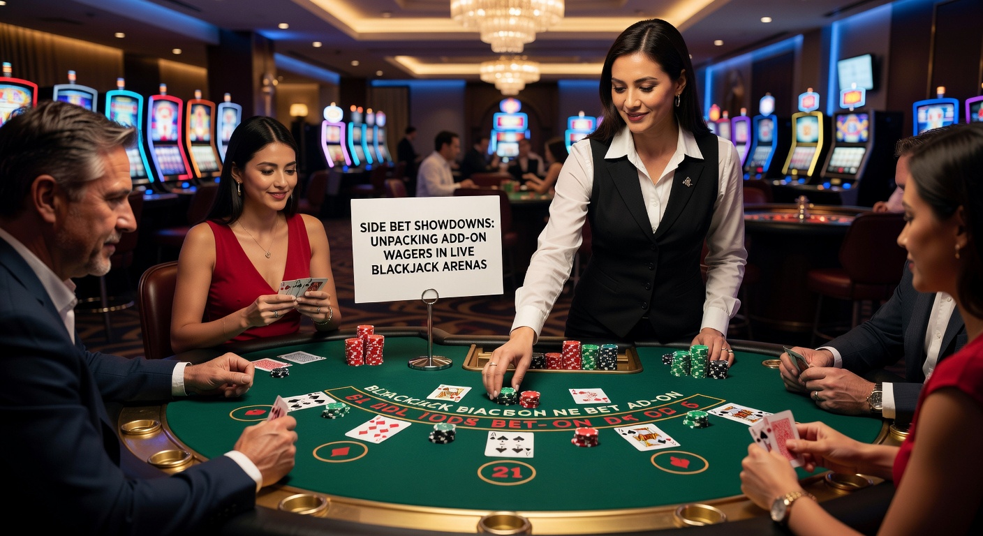 Close-up of a live blackjack interface showing active side bets like Perfect Pairs and 21+3, with chips placed and payouts calculating in real time