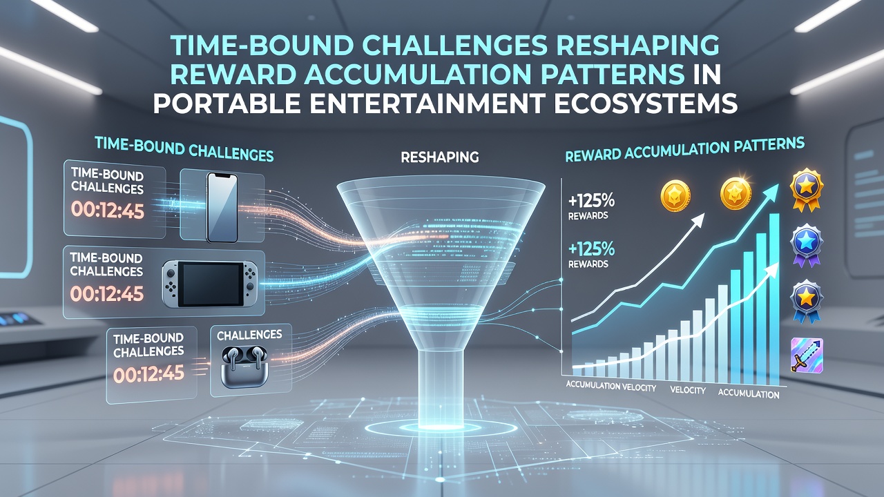 User interacting with portable device during a scheduled challenge period in an entertainment application